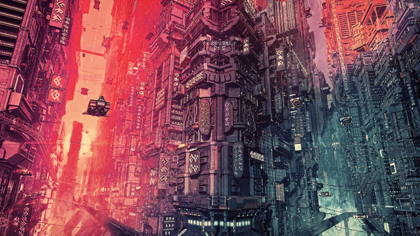 Cyber Futuristic City Fantasy Art 4k Wallpaper