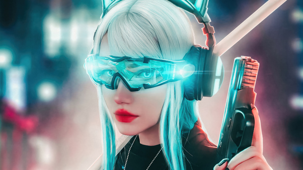 Cyber Girl Glasses 4k Wallpaper
