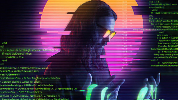 Cyber Guy Retrowave 5k Wallpaper
