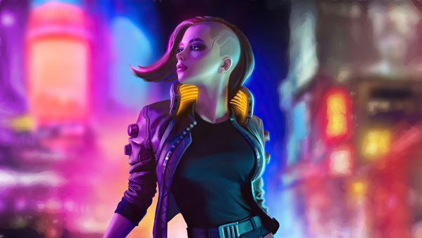 Cyberpunk 2077 Girl In City 4k Wallpaper