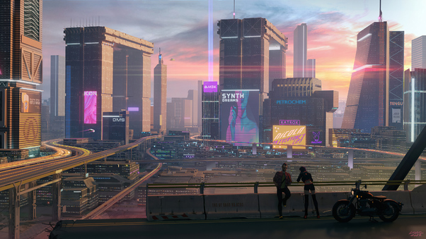 Cyberpunk 2077 Sunset Over Night City Wallpaper