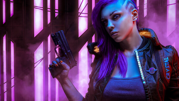 Cyberpunk 2077 With Gun Wallpaper
