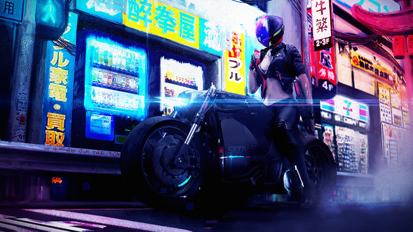 Cyberpunk Bike Girl 4k Wallpaper