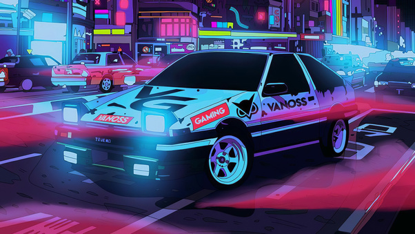 Cyberpunk Car Neon City Run 4k Wallpaper