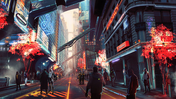 Cyberpunk City Future Digital Art Wallpaper