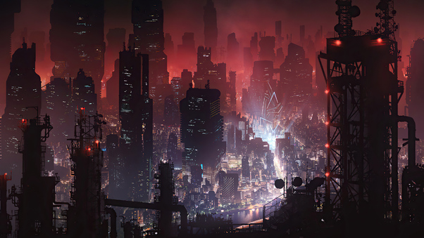 Cyberpunk City Night View 4k Wallpaper