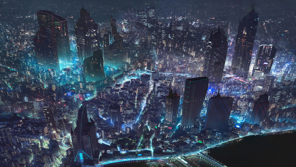 Cyberpunk City World Map 4k Wallpaper