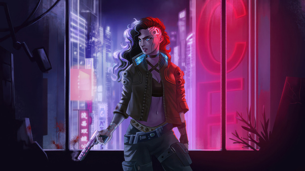 Cyberpunk Girl 2077 4k (2048x2048) Resolution Wallpaper