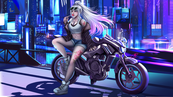 Cyberpunk Girl Bike 4k Artworks Wallpaper