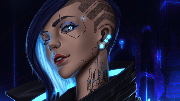 Cyberpunk Girl Blue 4k Wallpaper