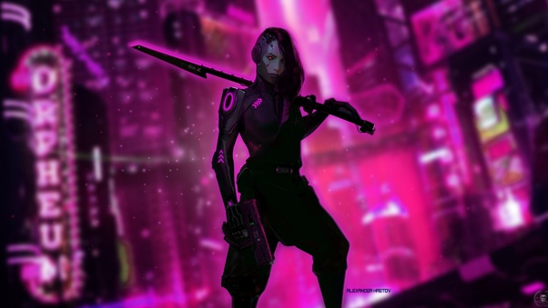 Cyberpunk Girl Digital Art Wallpaper