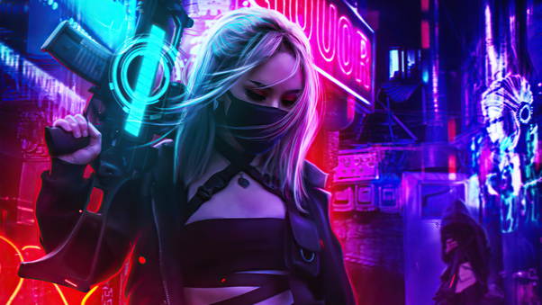 Cyberpunk Girl In Neon Mode 5k Wallpaper