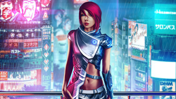 Cyberpunk Girl Suit 4k Wallpaper