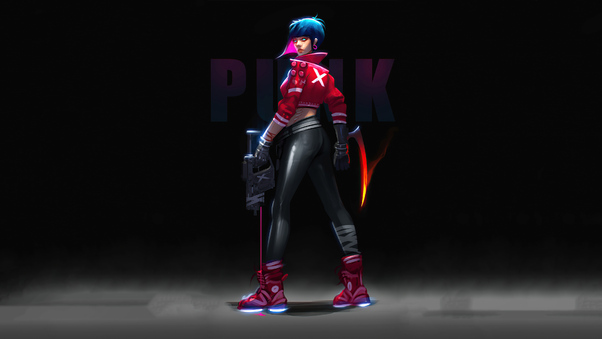 Cyberpunk Girl With Gun 4k 2020 Wallpaper