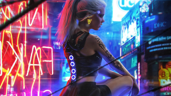 Cyberpunk Neon Girl 4k Wallpaper