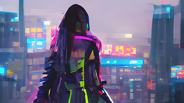 Cyberpunk Neon Girl Digital Art Wallpaper