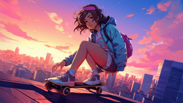 Cyberpunk Skater Girl Wallpaper