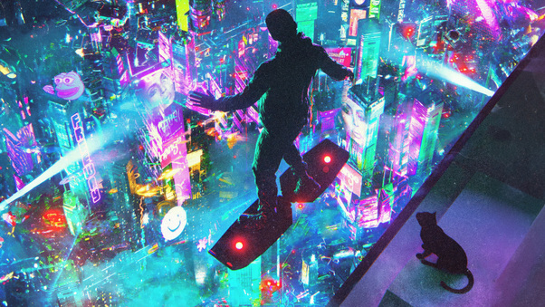 Cyberpunk Skyglider Wallpaper