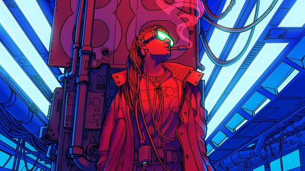 Cyberpunk Smoking Girl 4k Wallpaper