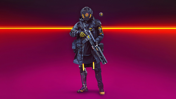 Cyberpunk Soldier Turbo Police 4k Wallpaper