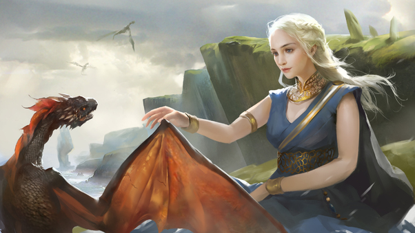 Daenerys Targareyn With His Dragon Wallpaper