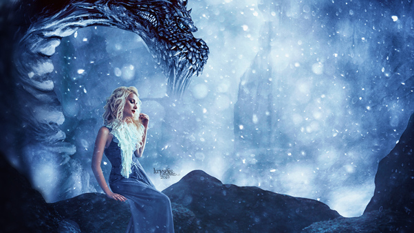 Daenerys Targaryen Dragon Fantasy Art Wallpaper
