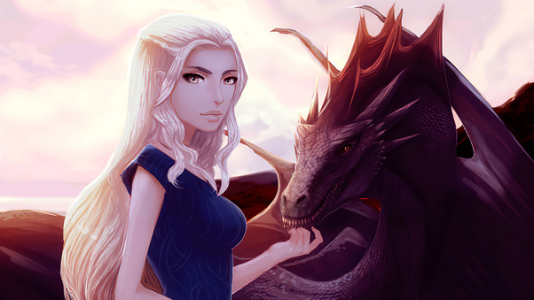 Daenerys Targaryen Petting His Dragon Wallpaper