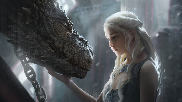 Daenerys Targaryen With Dragon Artwork Wallpaper