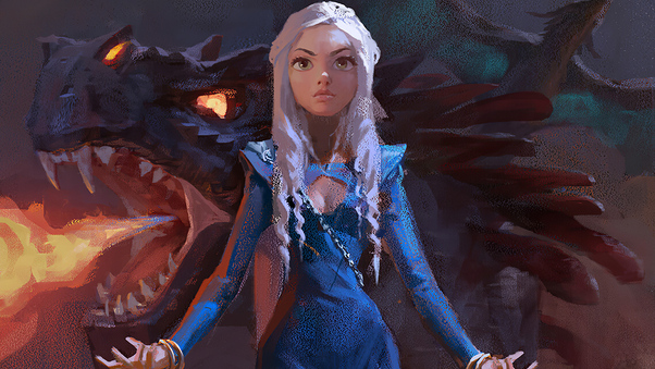 Daenerys Targaryen With Dragon Wallpaper