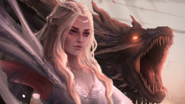 Daenerys Targayen With Dragons Artwork 4k Wallpaper