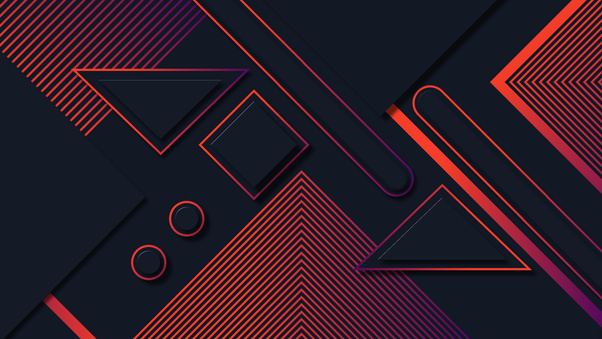 Dark Abstract Geometric Shapes With Red Orange Gradient Lines (1280x720) Resolution Wallpaper
