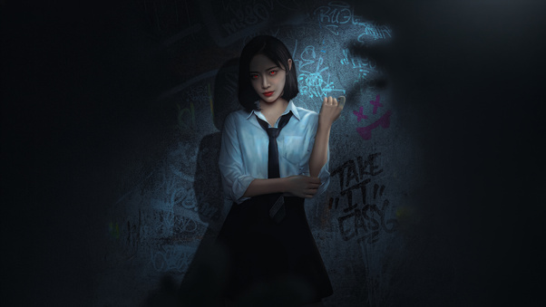 Dark Anime Girl The Demon Behind The Uniform (3000x2000) Resolution Wallpaper
