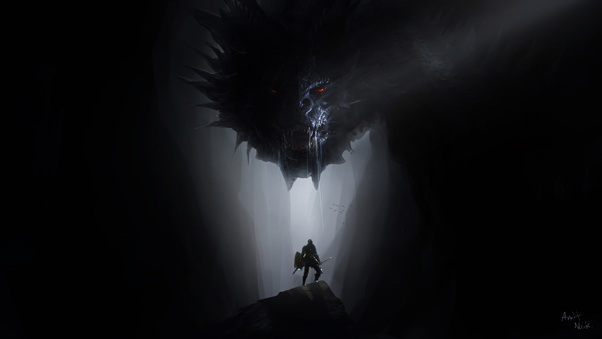 Dark Creature In Cave 4k Wallpaper