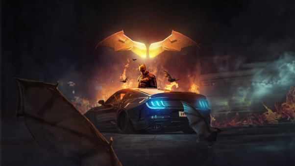 Dark Knights Ride Batman And The Ford Mustang Wallpaper