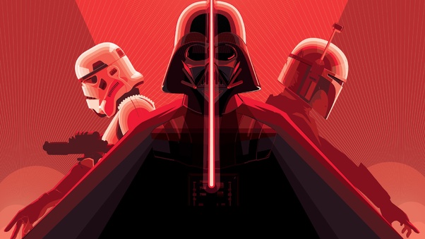 Darth Vader With Lightsaber Stormtrooper Wallpaper