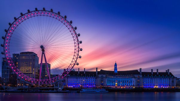 Dawn At The London Eye 4k Wallpaper
