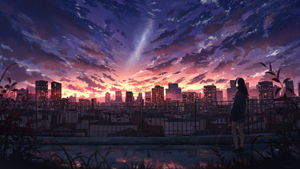 City & Sunset Anime Background Wallpapers - Anime Wallpapers