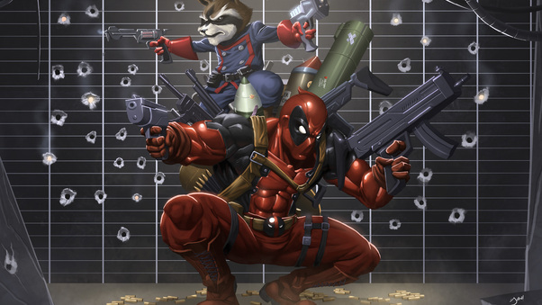 Deadpool And Raccoon Wallpaper