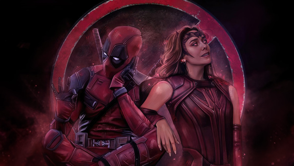 Deadpool And Scarlet Witch A Chaotic Crossover Wallpaper