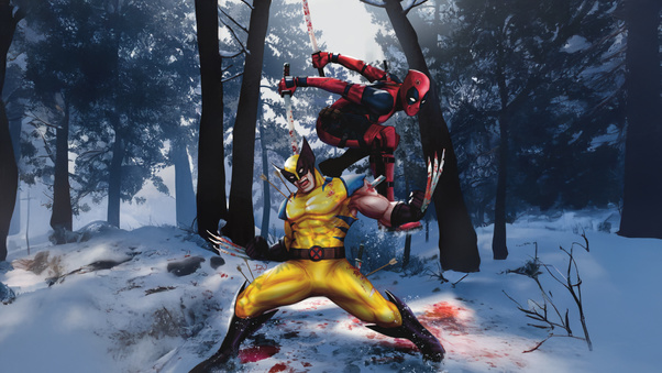 Deadpool And Wolverine Trouble Together Wallpaper