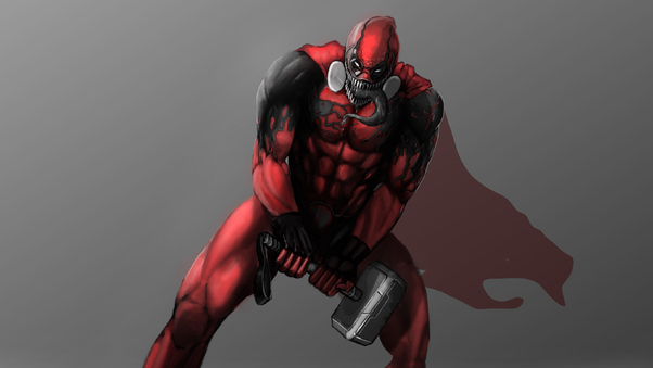 Deadpool As Venom With Thor Helmet Wallpaper