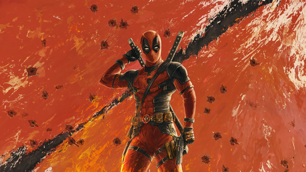 Deadpool Deadly Swordplay In Action Wallpaper