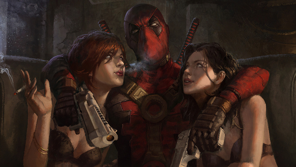 Deadpool Hanging Out With Girl Wallpaper