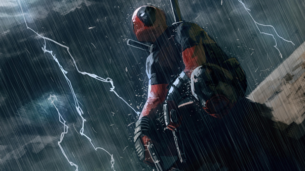 Deadpool In The Rain Wallpaper