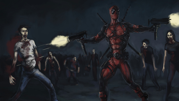 Deadpool Killing Zombies Wallpaper