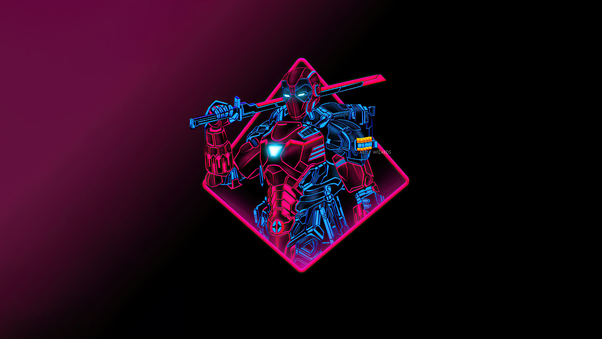 Deadpool Neon Armor Minimal 5k Wallpaper