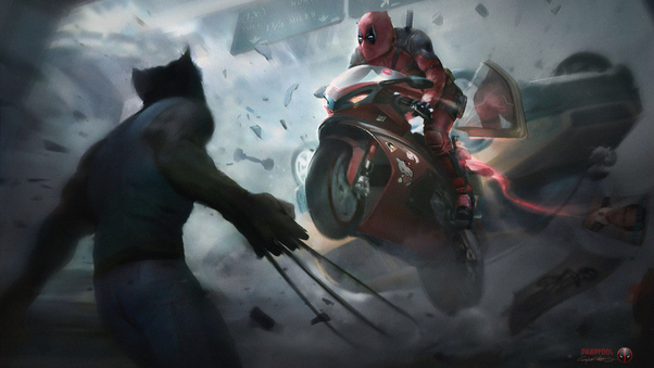 Deadpool On Super Bike Wallpaper