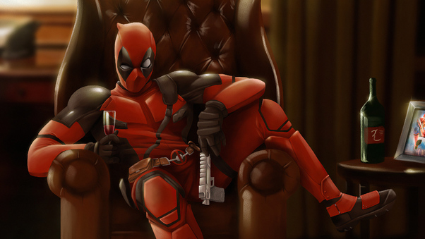 Deadpool Sitting On Sofa 4k Wallpaper