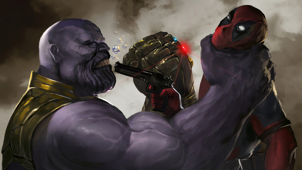 Deadpool Vs Thanos Art Wallpaper