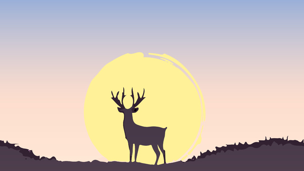 Deer At Sunset Minimal 4k Wallpaper